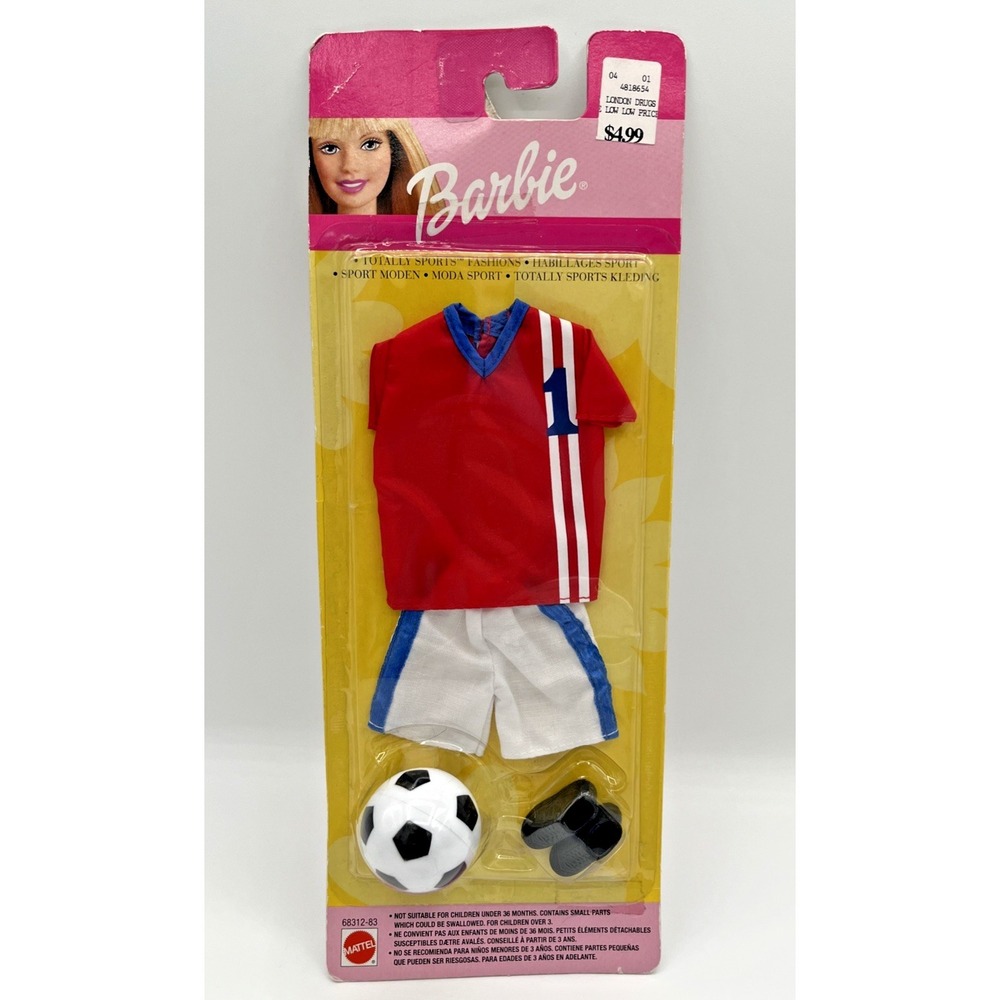 Barbie Totally Sports Fashions Soccer Uniform/Soccer Ball 2000 Mattel New 68312